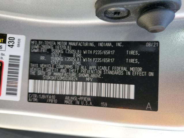 5TDKSKFC0MS036824 - 2021 TOYOTA SIENNA LE SILVER photo 13