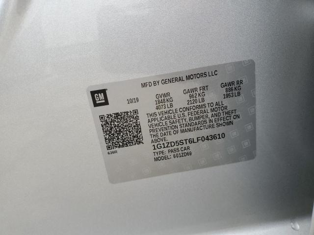 1G1ZD5ST6LF043610 - 2020 CHEVROLET MALIBU LT 银色 照片 12