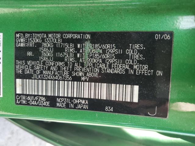 JTLKT324X64067356 - 2006 TOYOTA SCION XB GREEN photo 12