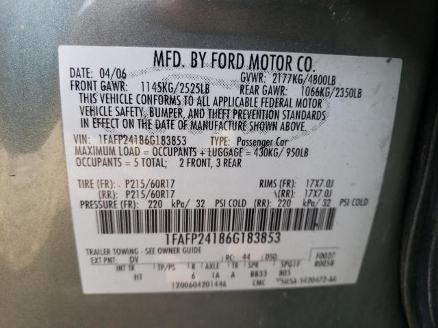 1FAFP24186G183853 - 2006 FORD FIVE HUNDR SEL GREEN photo 12