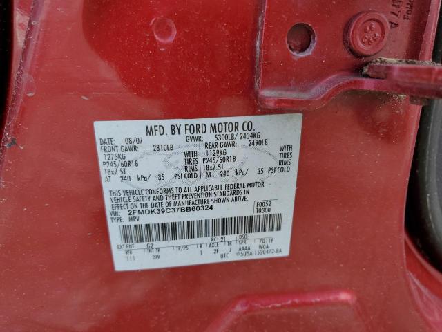 2FMDK39C37BB60324 - 2007 FORD EDGE SEL PLUS RED photo 13