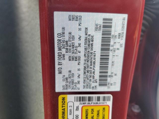 2LMPJ8LP3GBL61671 - 2016 LINCOLN MKX RESERVE BURGUNDY photo 13