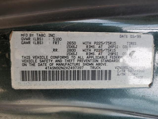 4TASN92N2XZ497397 - 1999 TOYOTA TACOMA XTRACAB PRERUNNER მწვანე ფოტო 12