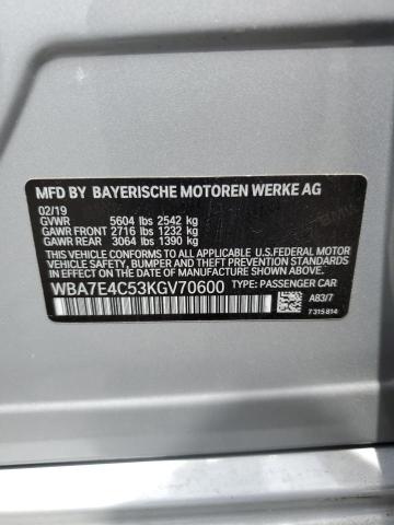 WBA7E4C53KGV70600 - 2019 BMW 740 XI SILVER photo 12