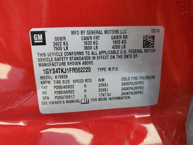 1GYS4TKJ1FR562220 - 2015 CADILLAC ESCALADE ESV PREMIUM RED photo 13