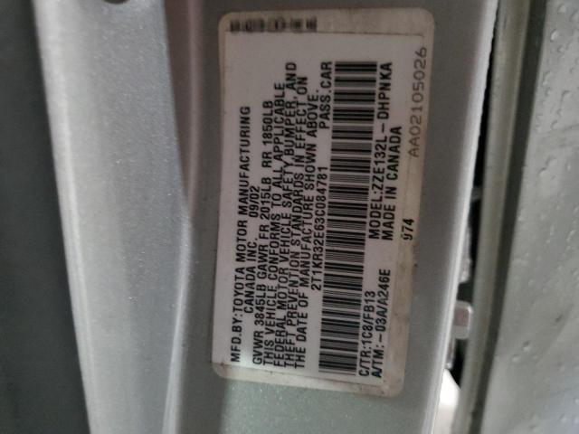 2T1KR32E63C084781 - 2003 TOYOTA COROLLA MA XR SILVER photo 12