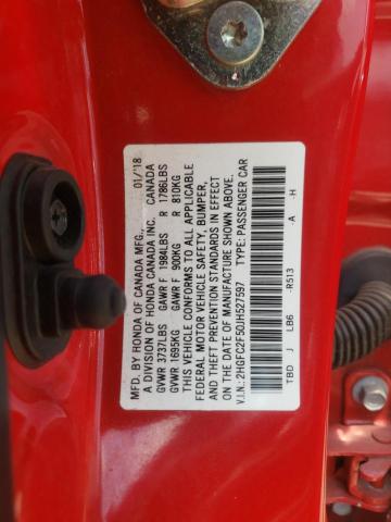 2HGFC2F50JH527597 - 2018 HONDA CIVIC LX RED photo 12