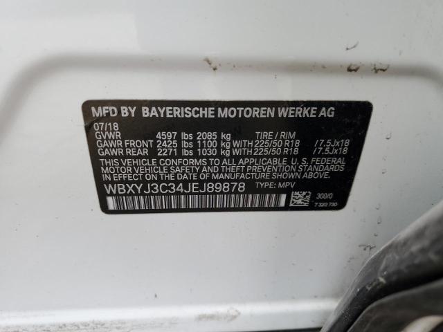 WBXYJ3C34JEJ89878 - 2018 BMW X2 SDRIVE28I WHITE photo 13