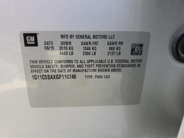 1G11C5SAXGF118748 - 2016 CHEVROLET MALIBU LIM LT 银色 照片 12