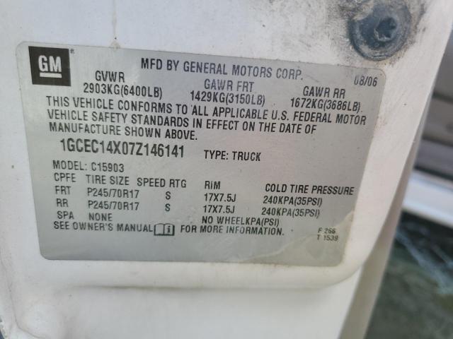 1GCEC14X07Z146141 - 2007 CHEVROLET SILVERADO C1500 CLASSIC WHITE photo 12