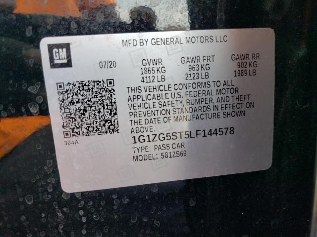 1G1ZG5ST5LF144578 - 2020 CHEVROLET MALIBU RS 黑色 照片 12