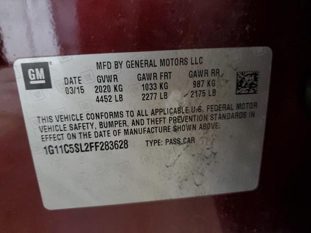 1G11C5SL2FF283628 - 2015 CHEVROLET MALIBU 1LT BURGUNDY photo 13