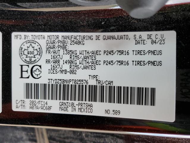 3TYDZ5BNXPT025576 - 2023 TOYOTA TACOMA DOUBLE CAB BLACK photo 12