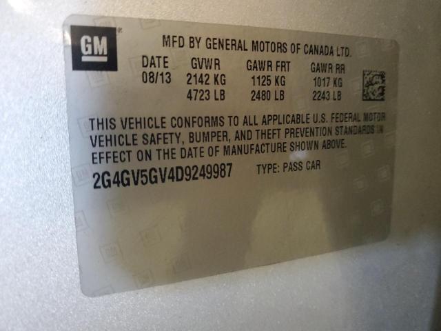 2G4GV5GV4D9249987 - 2013 BUICK REGAL GS SILVER photo 12