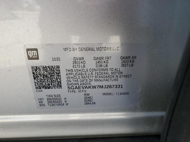 5GAEVAKW7MJ267331 - 2021 BUICK ENCLAVE ESSENCE 银色 照片 13