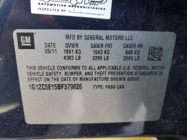 1G1ZC5E15BF379826 - 2011 CHEVROLET MALIBU 1LT BLUE photo 12