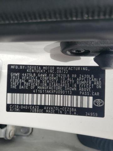 4T1G11AKXPU090113 - 2023 TOYOTA CAMRY SE NIGHT SHADE WHITE photo 12