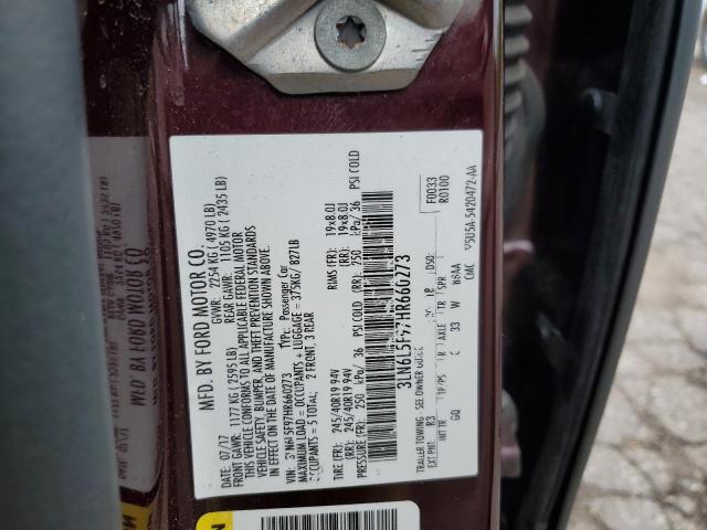 3LN6L5F97HR660273 - 2017 LINCOLN MKZ RESERVE მუქწითელი ფოტო 12