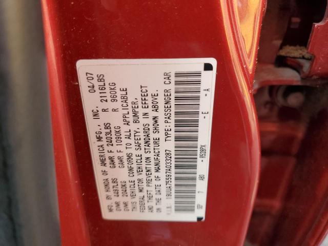 19UUA75597A033287 - 2007 ACURA TL TYPE S BURGUNDY photo 13