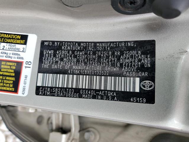 4T1BK1EBXEU132522 - 2014 TOYOTA AVALON BASE BEIGE photo 12