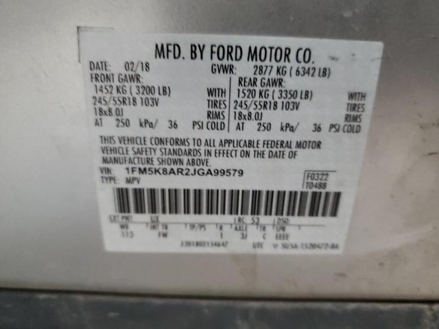 1FM5K8AR2JGA99579 - 2018 FORD EXPLORER POLICE INTERCEPTOR SILVER photo 13