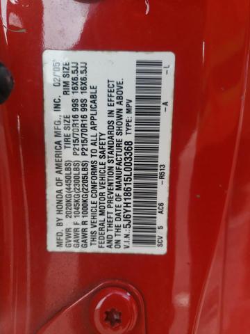 5J6YH18615L003368 - 2005 HONDA ELEMENT EX RED photo 13