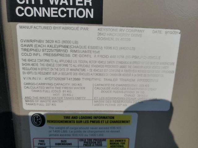 4YDT32928FT412689 - 2015 KEYSTONE PASSPORT 灰色 照片 10