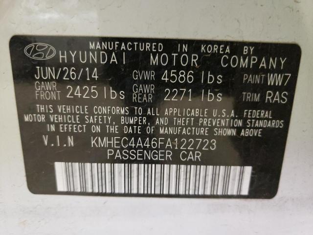 KMHEC4A46FA122723 - 2015 HYUNDAI SONATA HYBRID WHITE photo 12