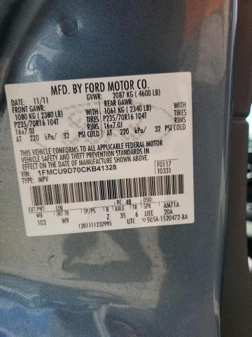 1FMCU9D70CKB41328 - 2012 FORD ESCAPE XLT BLUE photo 14