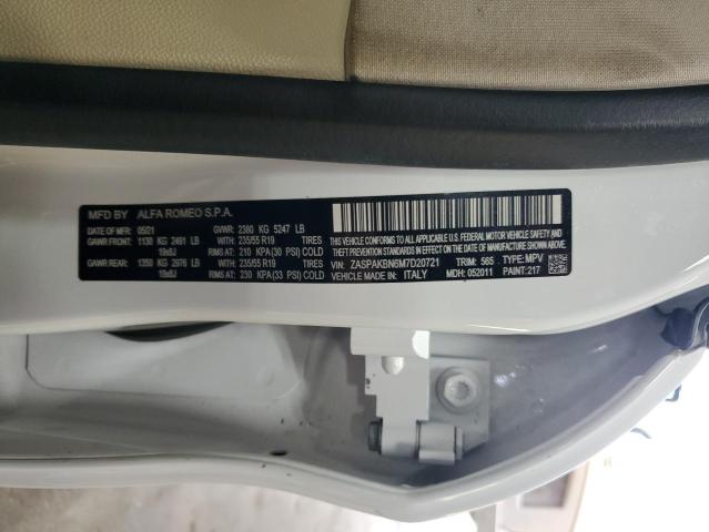 ZASPAKBN6M7D20721 - 2021 ALFA ROMEO STELVIO TI თეთრი ფოტო 13