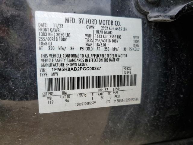 1FM5K8AB2PGC00387 - 2023 FORD EXPLORER POLICE INTERCEPTOR შავი ფოტო 14