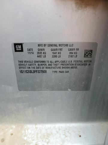 1G11C5SL3FF227908 - 2015 CHEVROLET MALIBU 1LT 银色 照片 12