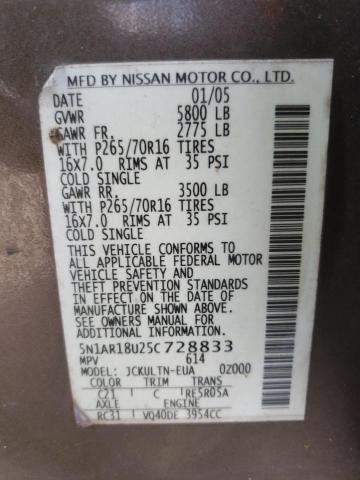 5N1AR18U25C728833 - 2005 NISSAN PATHFINDER LE 棕色 照片 13
