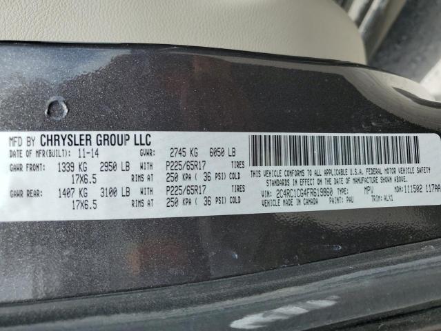 2C4RC1CG4FR619860 - 2015 CHRYSLER TOWN & COU TOURING L GRAY photo 13