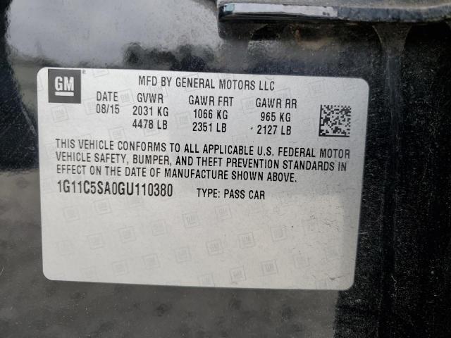 1G11C5SA0GU110380 - 2016 CHEVROLET MALIBU LIM LT Қара фото 12