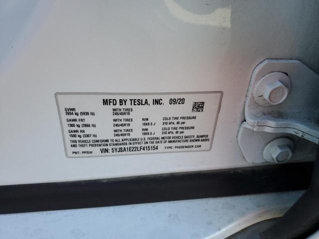 5YJSA1E22LF415154 - 2020 TESLA MODEL S Ağ foto 13