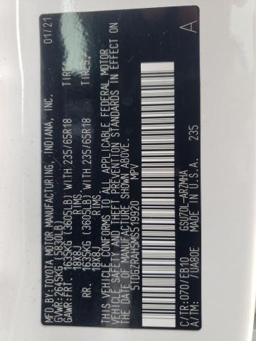 5TDGZRAH5MS519920 - 2021 TOYOTA HIGHLANDER XLE Ağ foto 13