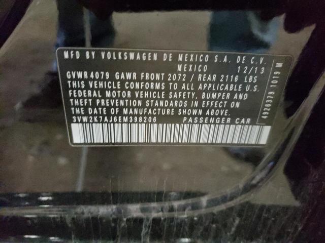 3VW2K7AJ6EM398206 - 2014 VOLKSWAGEN JETTA BASE 黑色 照片 12