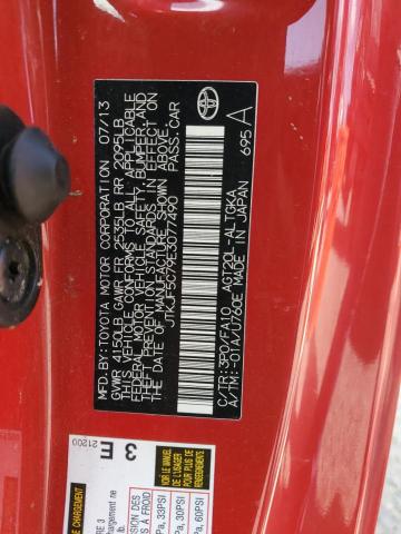 JTKJF5C79E3077490 - 2014 TOYOTA SCION TC 红色 照片 12