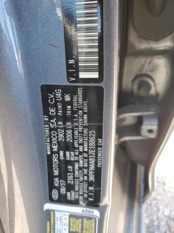 3KPFN4A81JE188625 - 2018 KIA FORTE EX ნაცრისფერი ფოტო 12