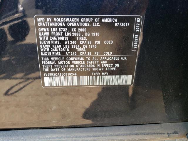 1V2ER2CA9JC515248 - 2018 VOLKSWAGEN ATLAS SEL BLACK photo 13