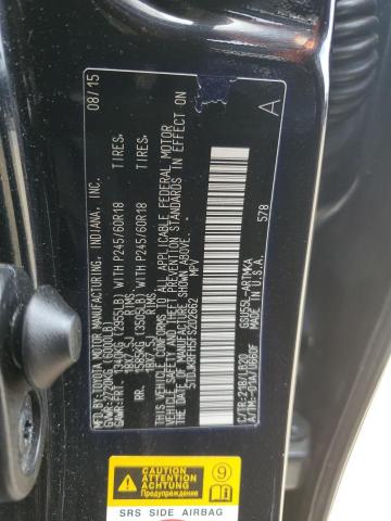 5TDJKRFH5FS202662 - 2015 TOYOTA HIGHLANDER XLE BLACK photo 13