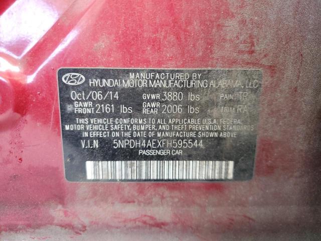 5NPDH4AEXFH595544 - 2015 HYUNDAI ELANTRA SE RED photo 12