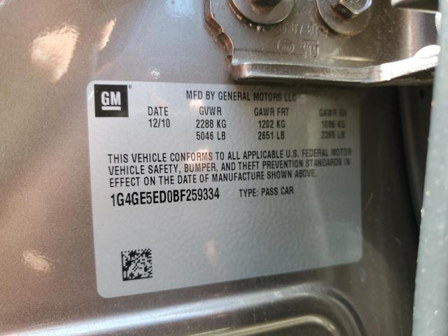 1G4GE5ED0BF259334 - 2011 BUICK LACROSSE CXS 棕色 照片 12