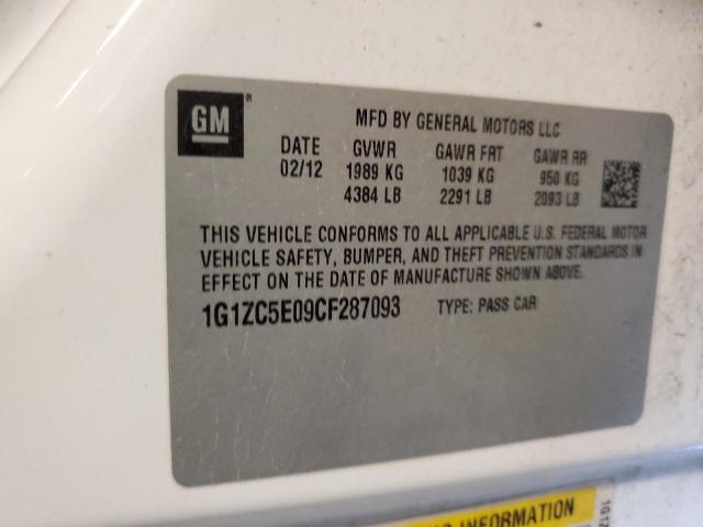 1G1ZC5E09CF287093 - 2012 CHEVROLET MALIBU 1LT თეთრი ფოტო 12