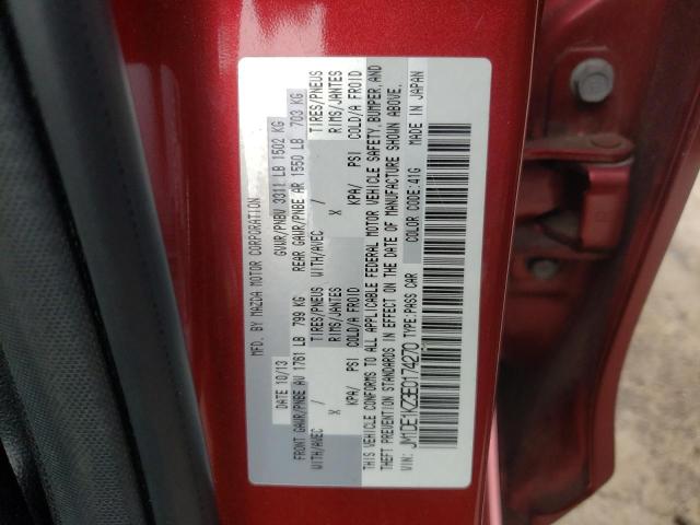 JM1DE1KZ3E0174270 - 2014 MAZDA MAZDA2 SPORT RED photo 12