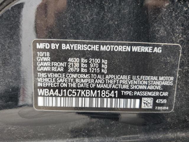 WBA4J1C57KBM18541 - 2019 BMW 430I GRAN COUPE BLACK photo 12
