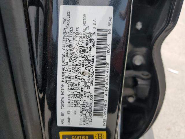 5TELU42NX5Z019597 - 2005 TOYOTA TACOMA DOUBLE CAB 黑色 照片 12