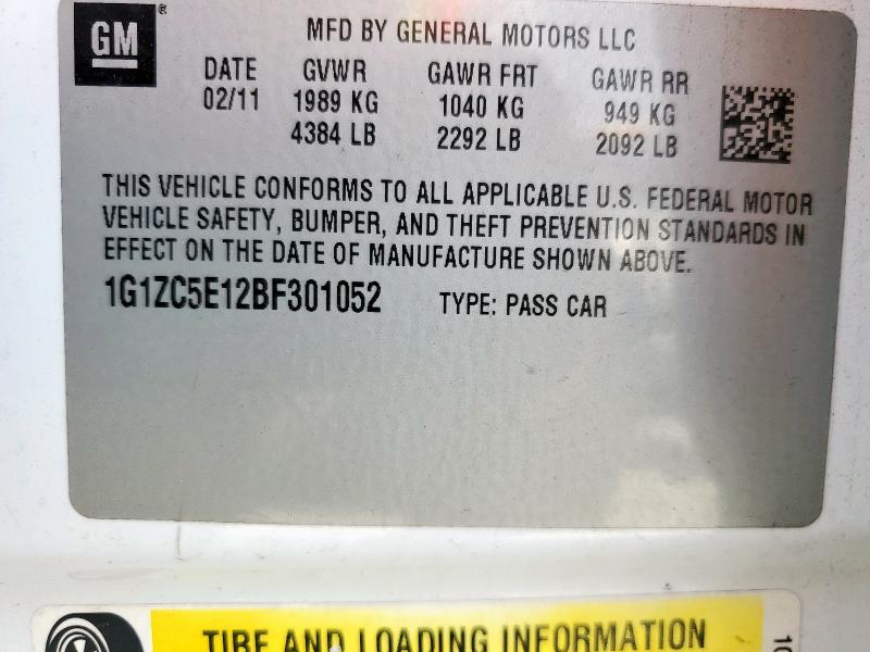 1G1ZC5E12BF301052 - 2011 CHEVROLET MALIBU 1LT WHITE photo 13