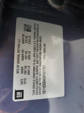 1G11C5SA6DF201721 - 2013 CHEVROLET MALIBU 1LT BLUE photo 12